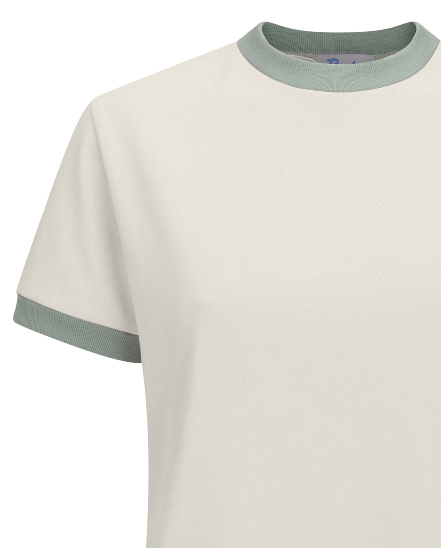 [Sample Sale] Short-sleeved cotton tee in classic beige oatmeal mix with mint green