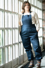 Load image into Gallery viewer, Women’s Cotton Overalls in Navy Blue
